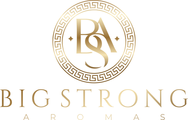 Big Strong Aromas gold luxury logo with transparent background